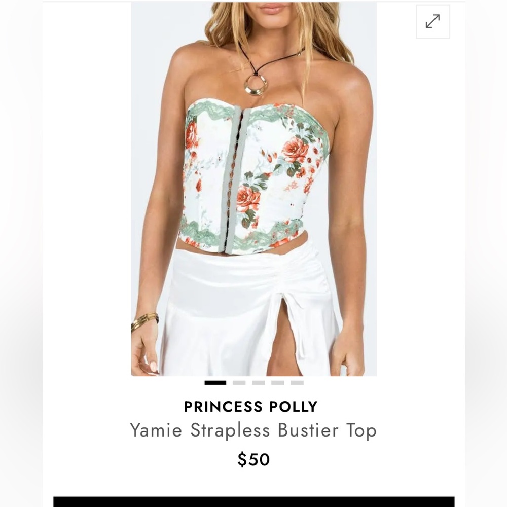 Princess Polly Yamie Strapless White Floral Bustier Top Size 8US New with tags